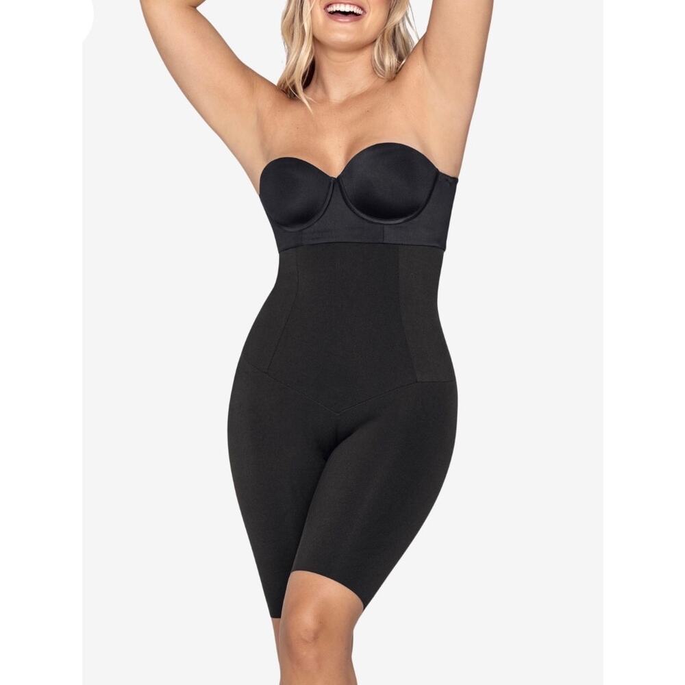 New Leonisa Women's Size XL Black Extra High Rise Waisted Firm Shaper Shorts